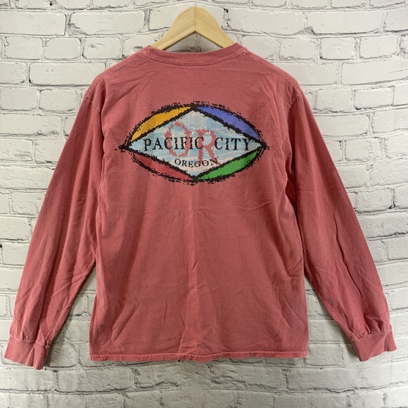 Blue 84 Long Sleeve Tee Shirt Mens Sz M Orange Pacific City OR Travel Souvenir - Picture 5 of 9